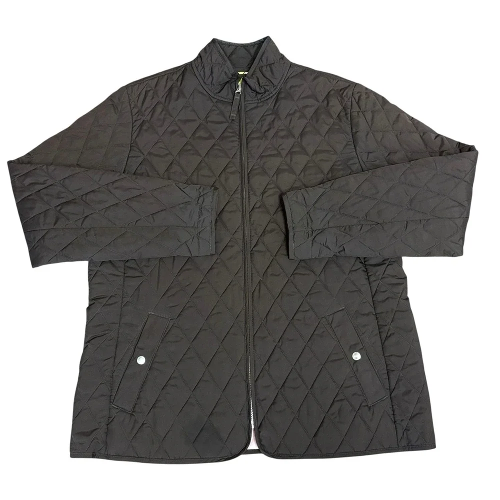 Lands End Quilted Chore Coat. Full Zipper. Snap‎ Pockets. Sz L (14-16) Brown